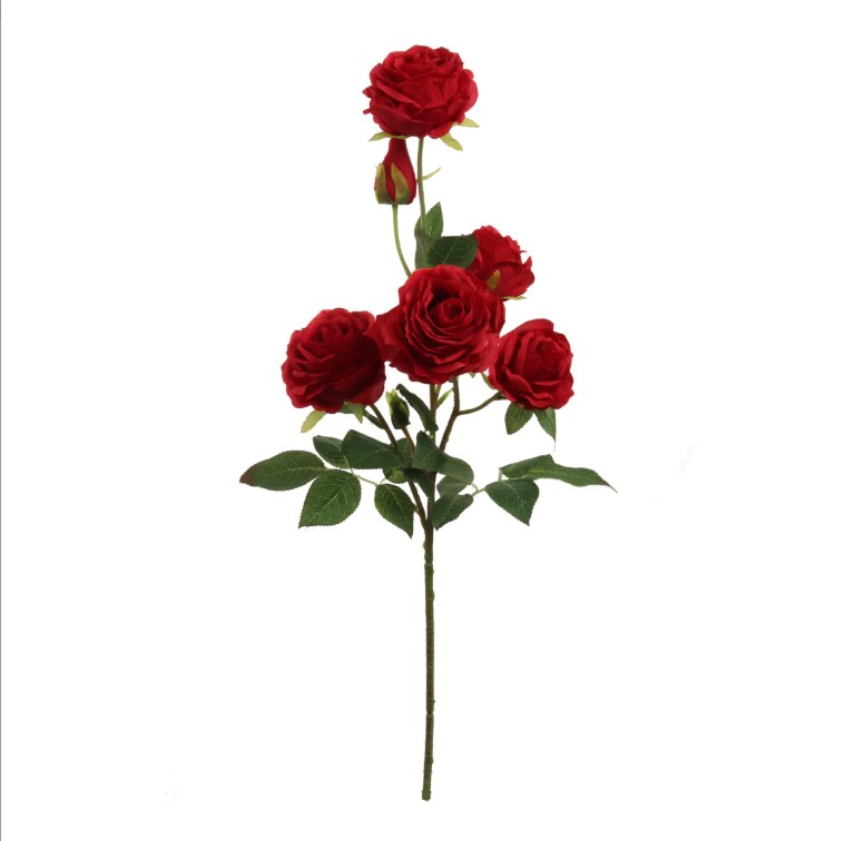 3-Pack 27&#x22; Red Rose Spray &#x2013; 5 Flowers &#x26; 1 Bud &#x2013; Realistic Silk Floral Decor
