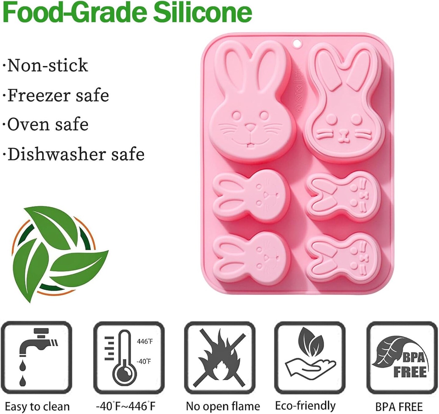 3D Easter Bunny Silicone Mold for Chocolate 2 Pack Large Easter Bunny Molds for Baking Jello Candy Molds Easter Soap Molds for Hot Chocolate Bombs Ice Cube Candle Cupcake Decorations (large bunny)