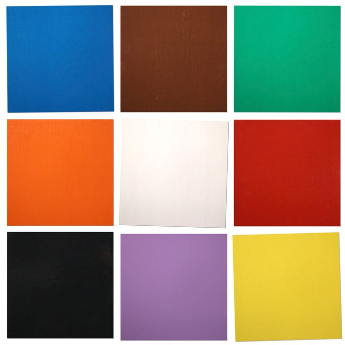 Basswood Colored Wood 12x12 inches Sheets, 1/8th, Thicknesses, Glowforge Diode Ready, 9 or 17 Different Colors Included