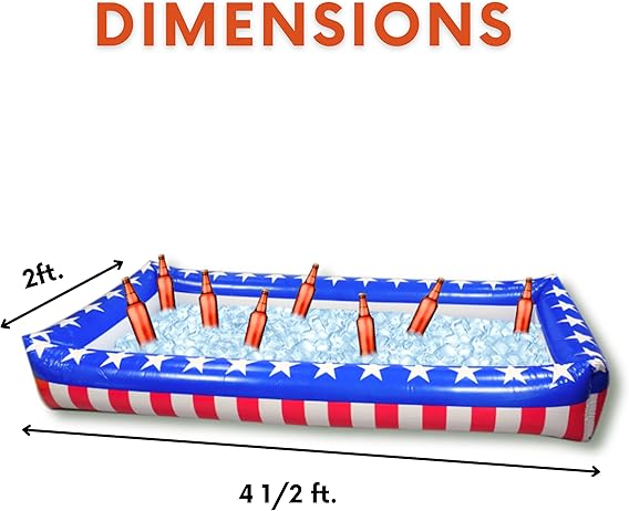 4E&#x27;s Novelty Patriotic Inflatable Serving Bar &#x2013; 4th of July Ice Tray for Food Buffet Table Cooler