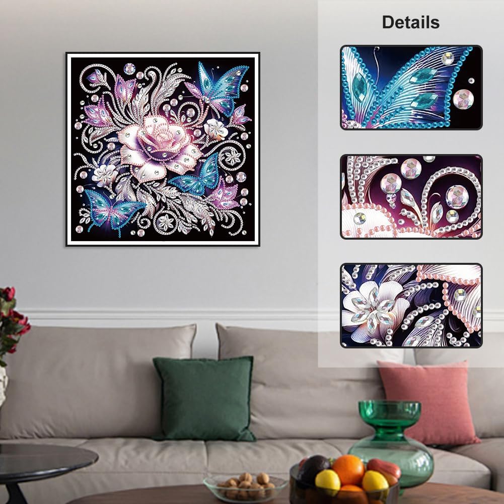 Diamond Painting Kits for Adults Flower, 5D Special Shape Diamond Art Kits for Beginners
