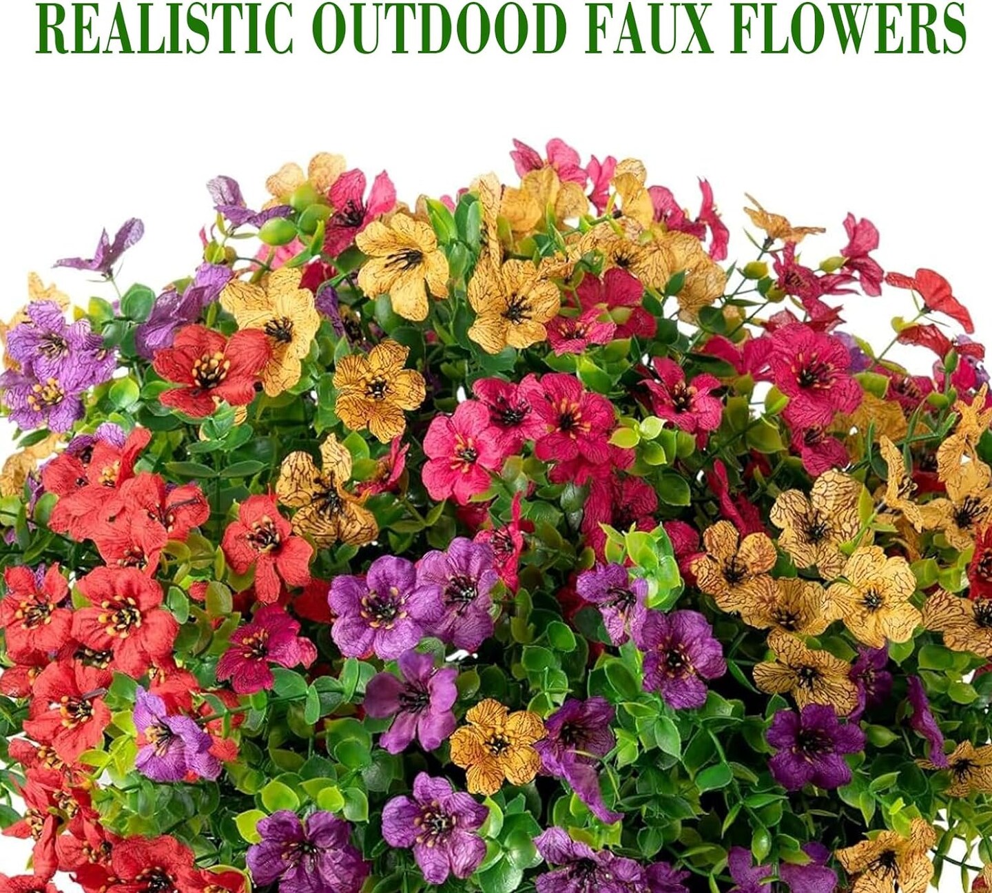 12 Bundles Artificial Flowers for Outdoors, UV Resistant Fake Outdoor Flowers No Fade Faux Outdoor Flowers Plants for Garden Porch Window Box Farmhouse Pot Planters Decor (Multi ColorA)