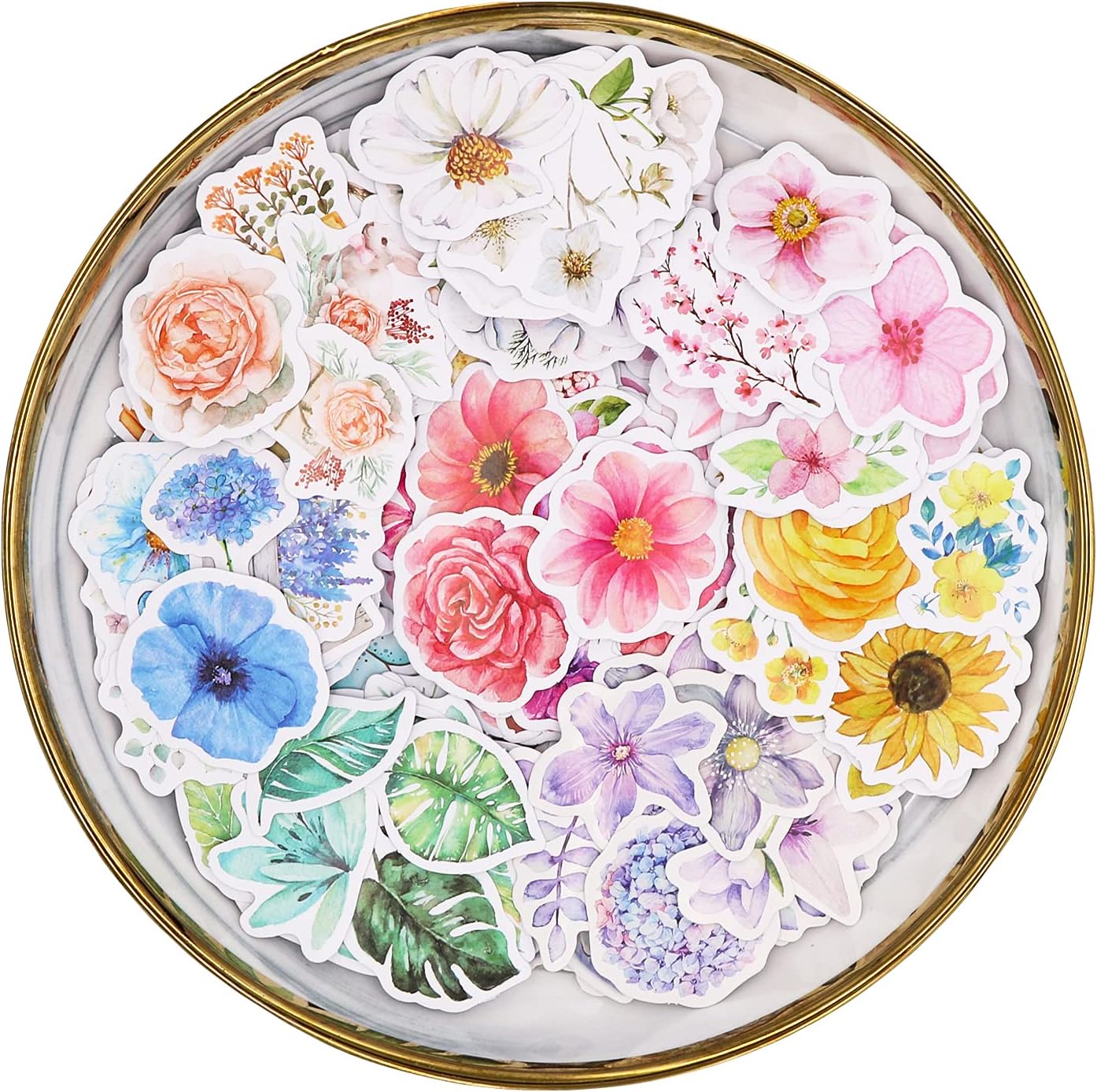 Flower Stickers Set (360 Pieces) Decorative Assorted Floral Sticker