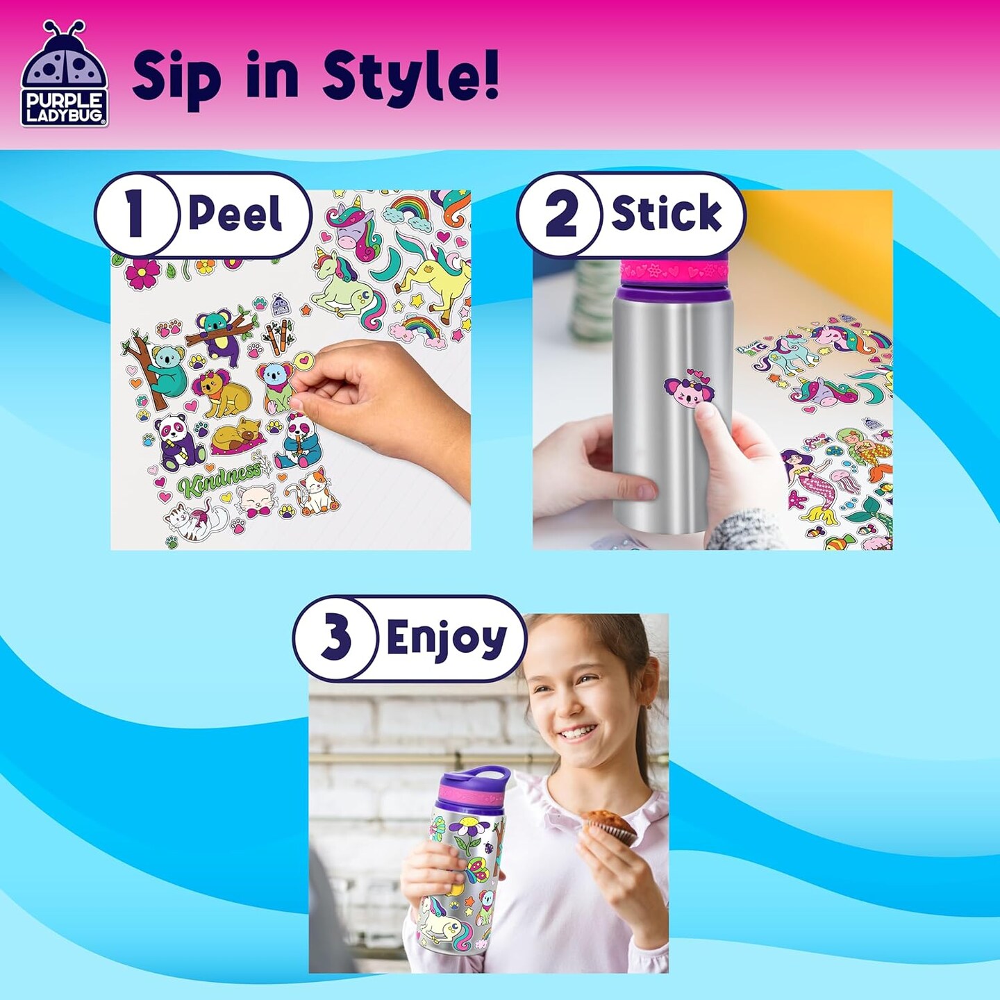 Decorate Your Own Water Bottle Kit - Gifts for Girls Ages 4-8 Years Old