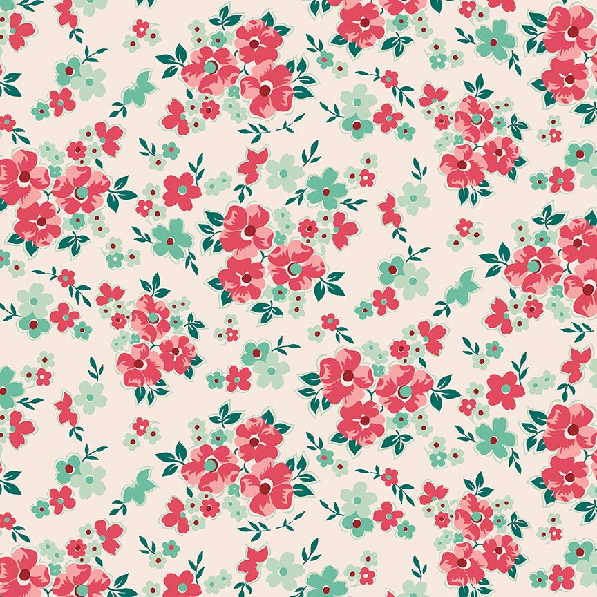 Fabric Riley Blake Lori Holt in Color Latte Floral Berry & Sage by the Quarter Yard C17388-LATTE
