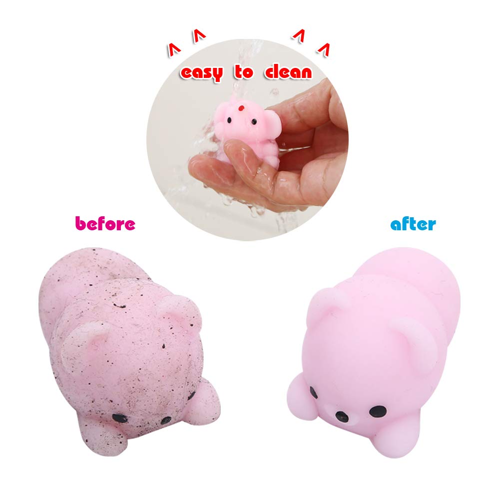 Squishies Squishy Toy 24pcs Party Favors for Kids Mochi Squishy Toy moji Kids Mini Kawaii squishies Mochi Stress Reliever Anxiety Toys Easter Basket Stuffers fillers with Storage Box