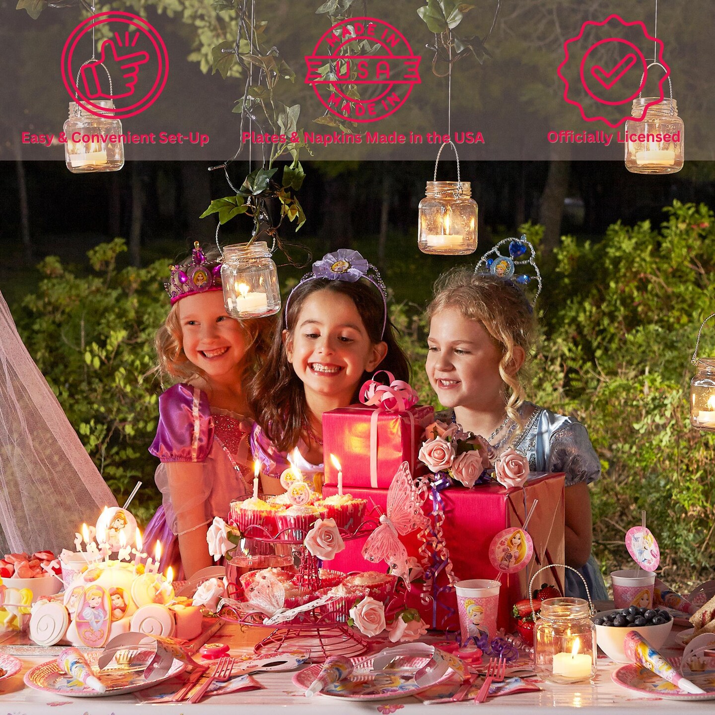 Disney Princess Birthday Party Supplies Bundle with Disney Princess Cake Plates &#x26; Disney Princess Napkins - Serves 16