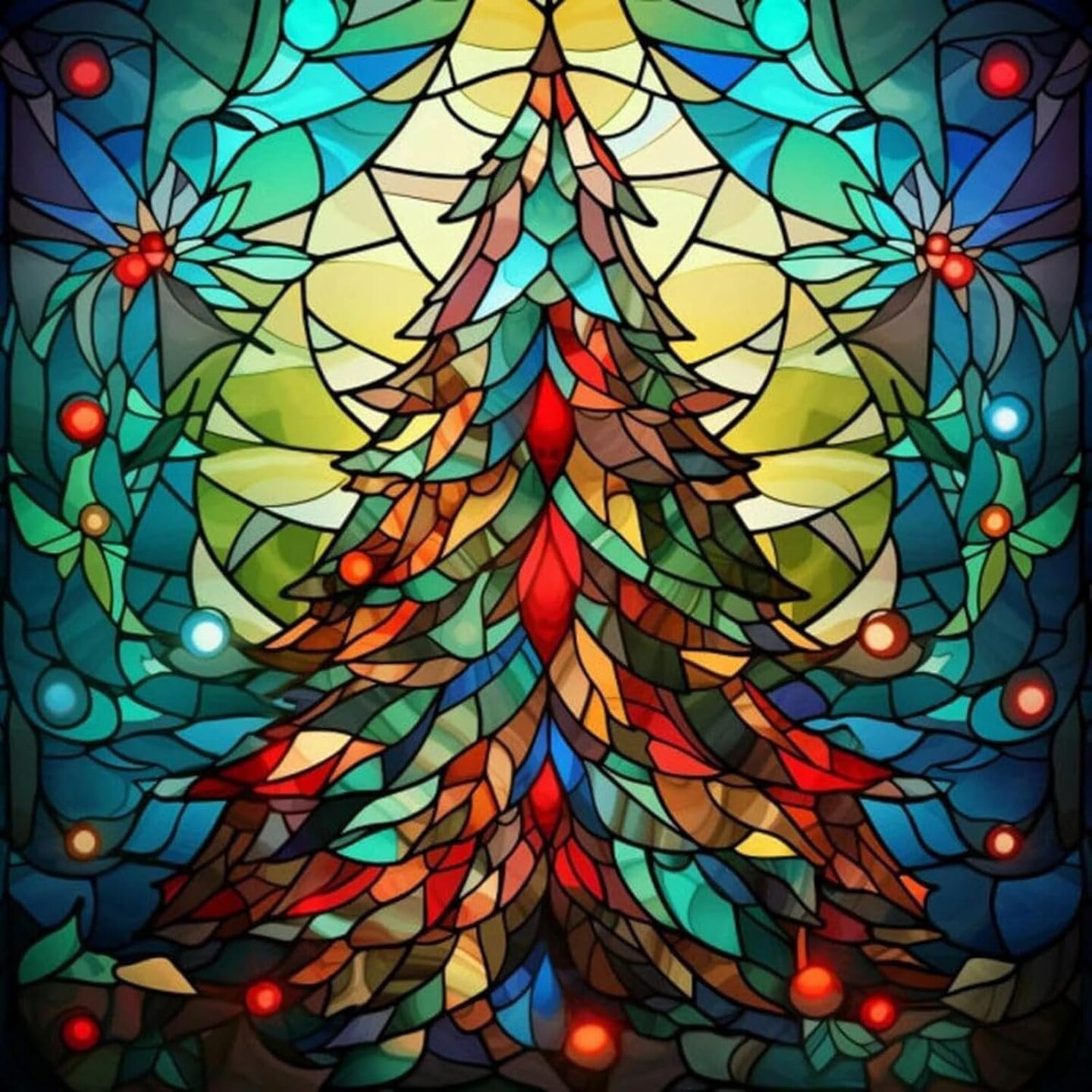 Christmas Tree Diamond Painting Kit – 5D DIY Full Drill Round Diamond Art for Adults, 12x12", Home Decor and Gift