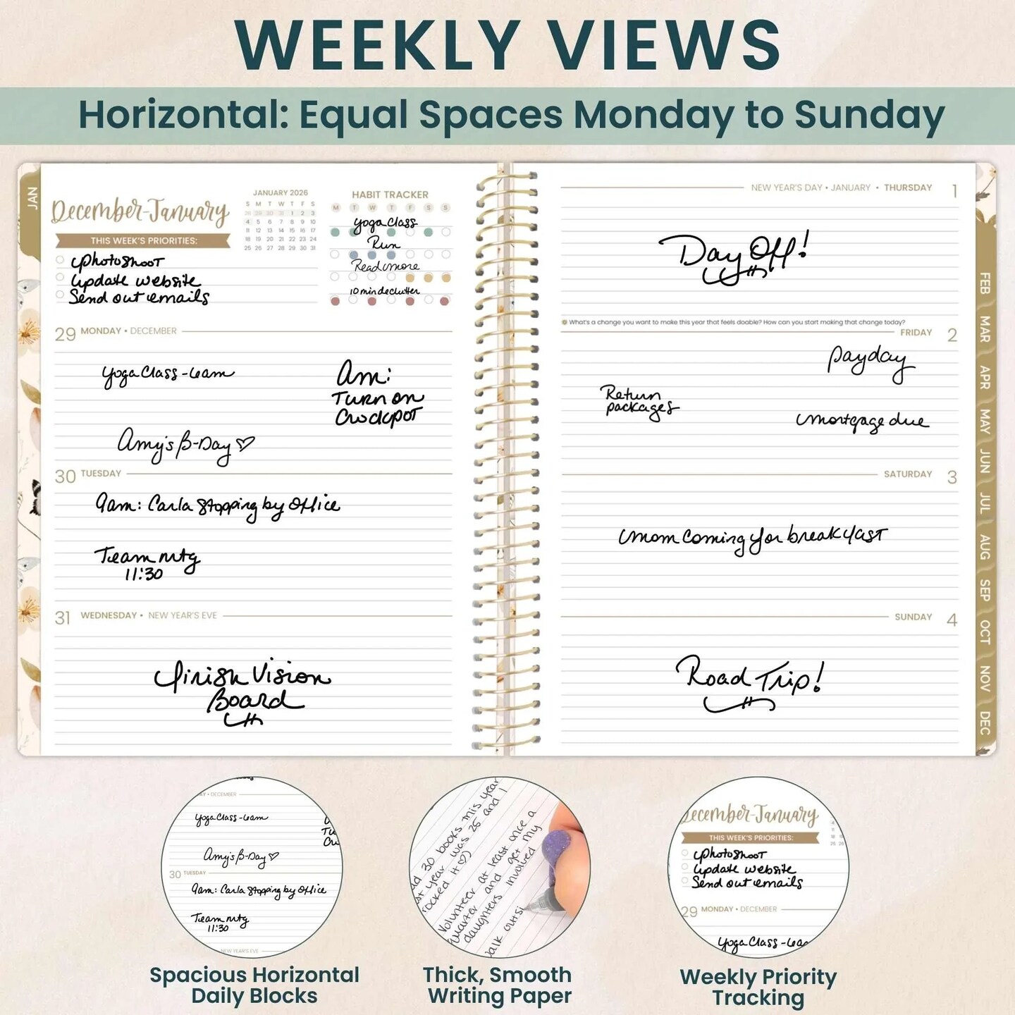 bloom daily planners 2026 Soft Cover Weekly & Monthly Planner, 8.5" x 11", Butterfly Garden