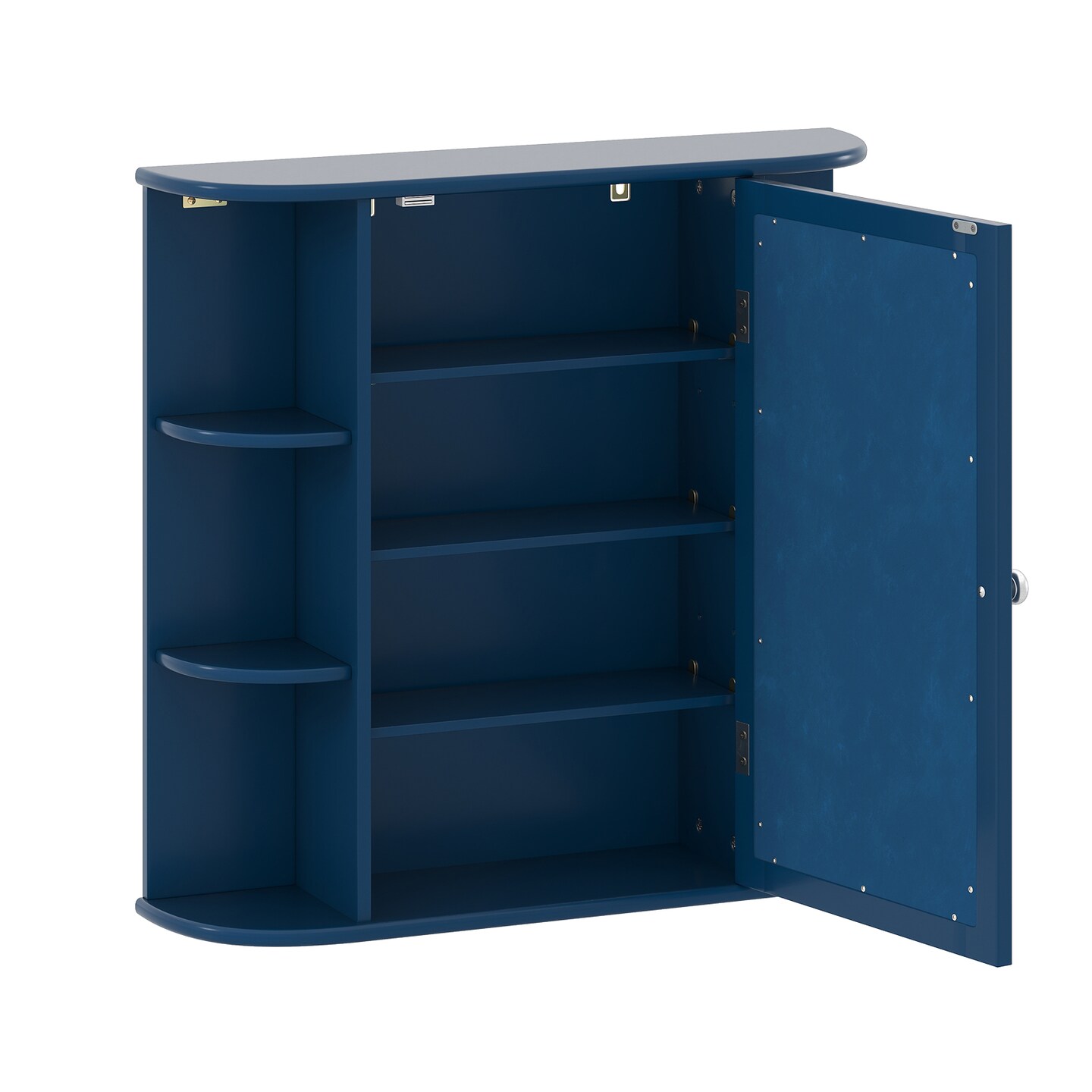 Bathroom Wall Cabinet MDF Mirrored Door 4 Shelves 6 Side Compartments