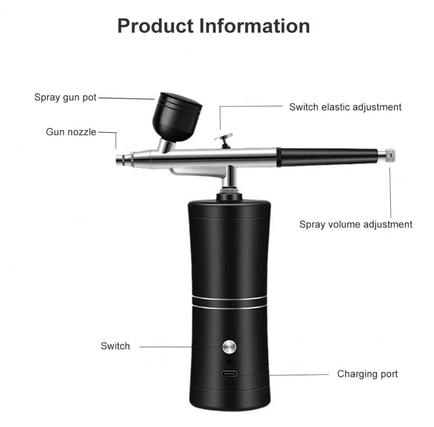 Cordless Rechargeable Airbrush Kit with Compressor - Adjustable High-Pressure Non-Clogging 0.3mm Nozzle Complete Set for Nail Art, Cake Decor, Barber, Model Painting & Makeup