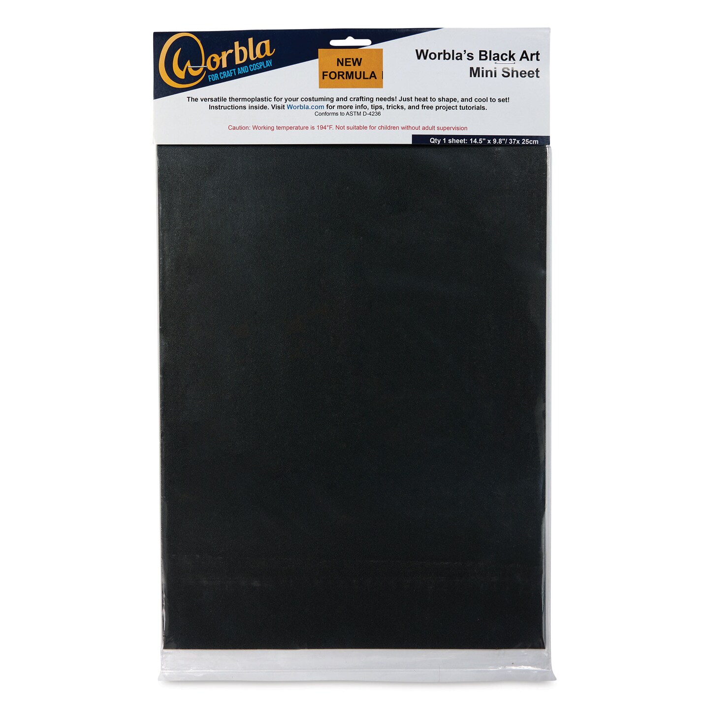 Worbla Black Art 2.0 Thermoplastic Sheet - Mini, 15-1/2" x 9-4/5"