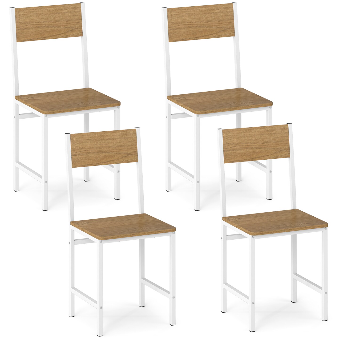 Dining Chairs with Metal Legs and Slanted Back Design Set of 4