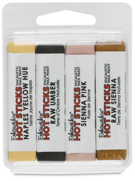 Enkaustikos Hot Sticks Encaustic Paints - Set of 4, Warm Colors, 13 ml Sticks