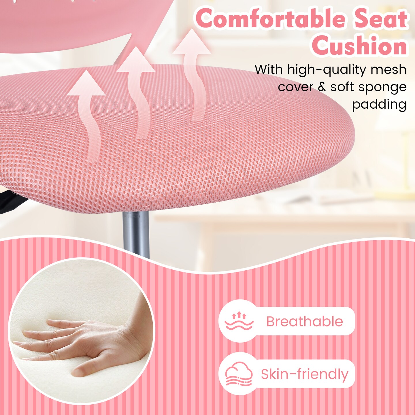 Ergonomic Kids Study Chair with Adjustable Height for Comfort