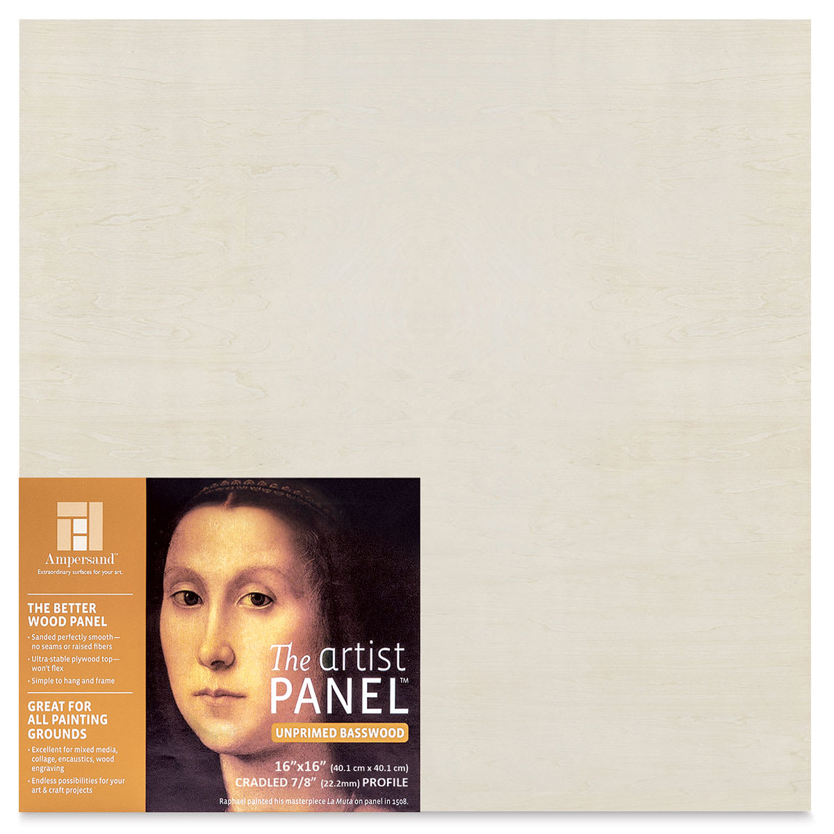 Ampersand Value Series Artist Wood Panel - 16" x 16", 7/8" Cradle