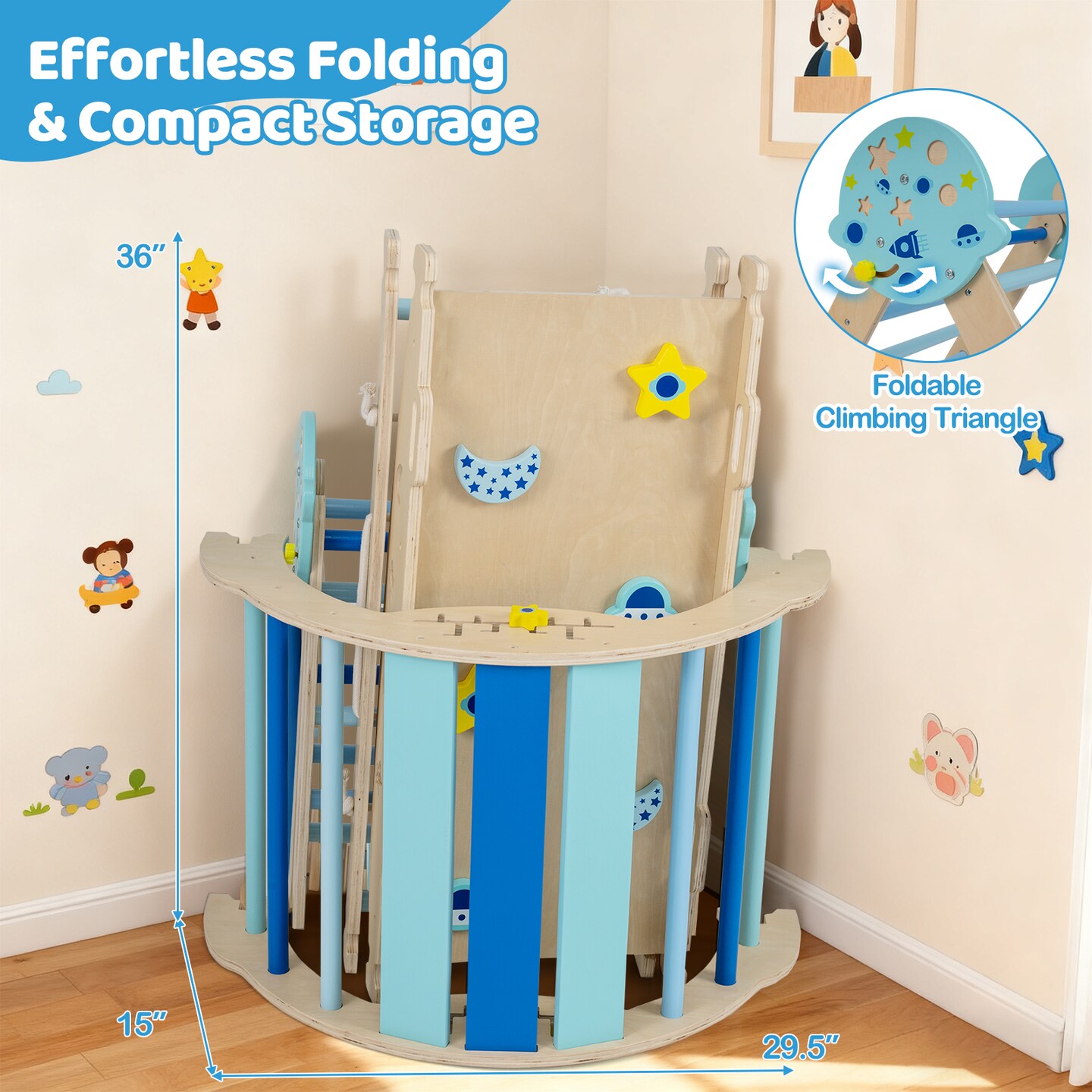 8-in-1 Foldable kids Climbing Toy Triangle Set – Astronaut and Unicorn