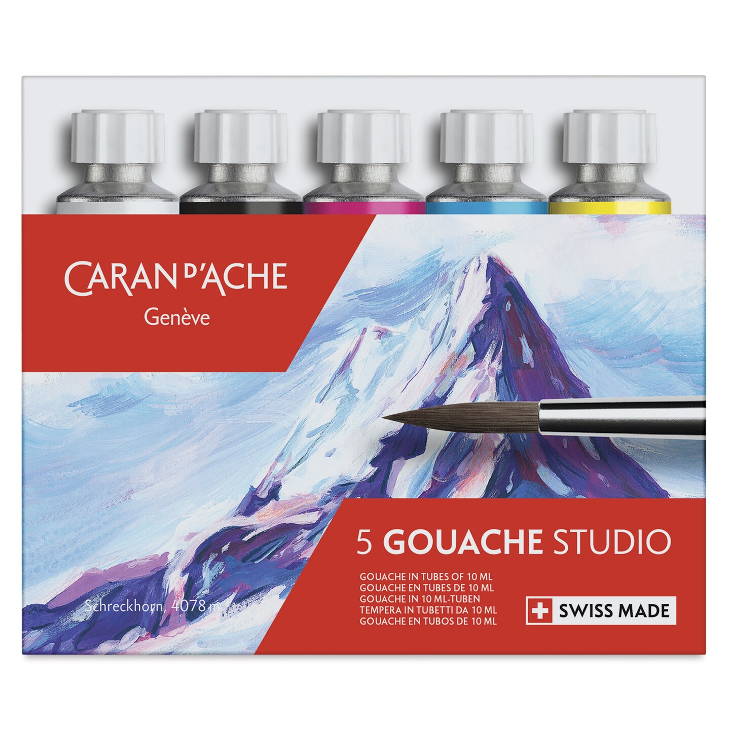 Caran d'Ache Studio Gouache - Set of 5, Assorted Colors, 10 ml Tubes