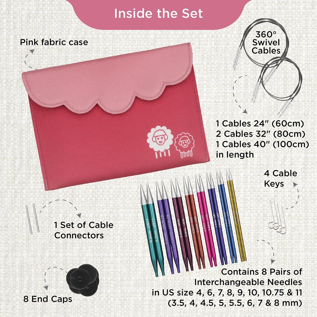 KnitPro Zing Deluxe Interchangeable Knitting Needles Set 5" (13cm)