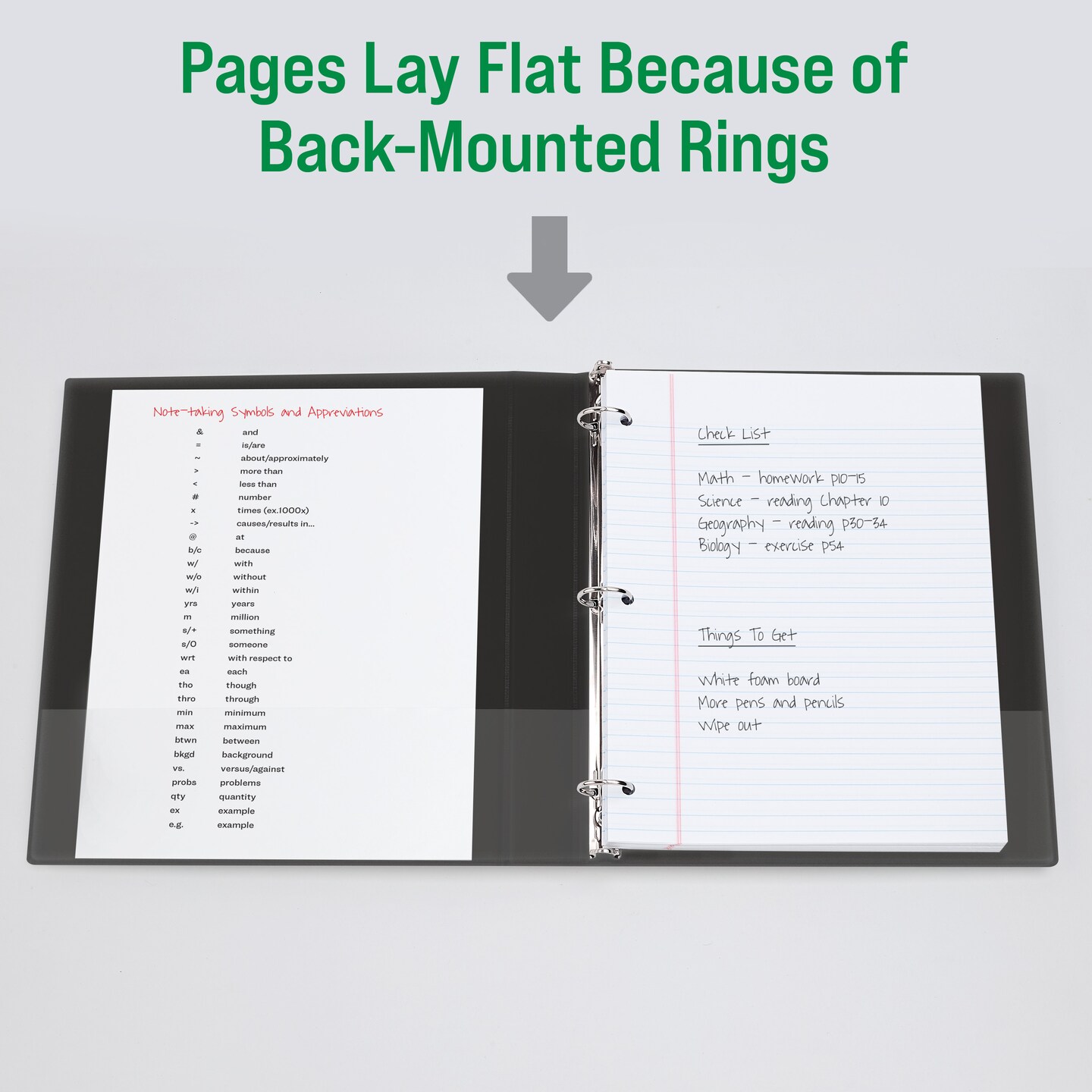 Office Essentials Economy View 3 Ring Binders, 1" Round Rings, 1.4" Spine, 175-Sheet Capacity, Black Binders (4-Pack of 03127)