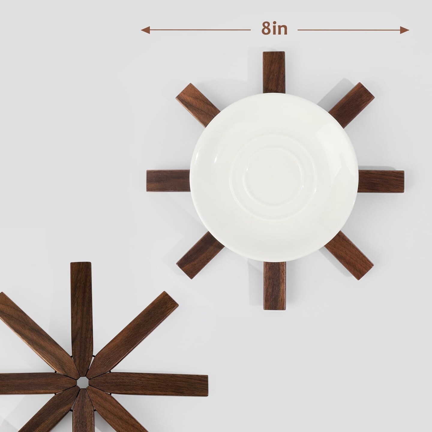 Black Walnut Wooden Trivets for Hot Dishes - Tree Shape Trivet Set, Coaster for Teapots and Hot Pots, and Table Decor