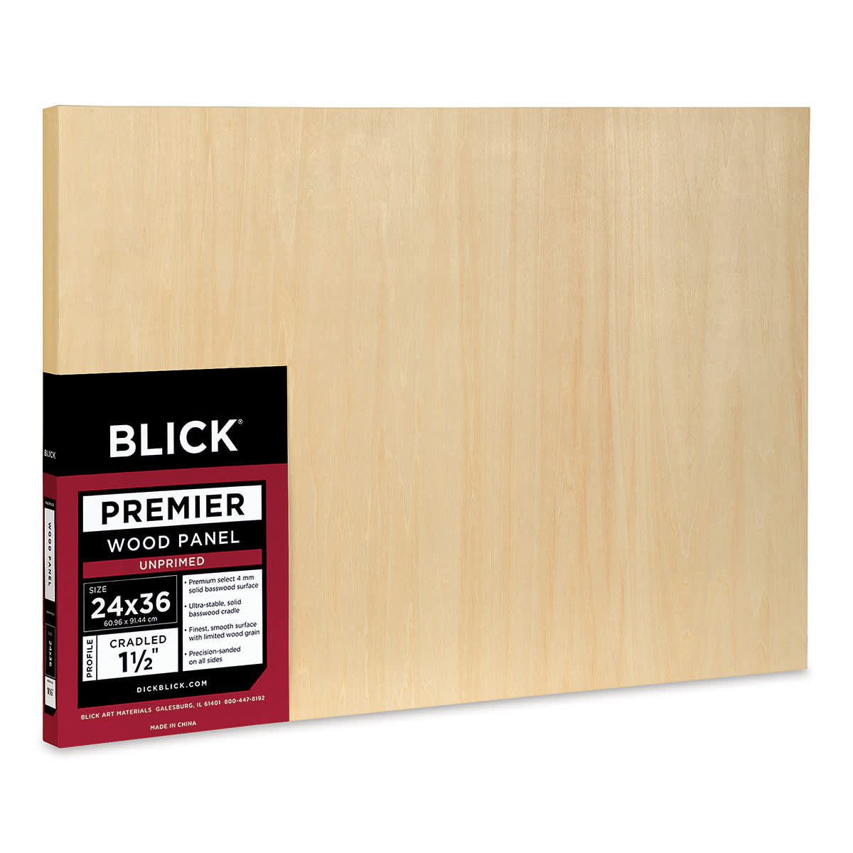 Blick Premier Wood Panel - 24" x 36", 1-1/2" Gallery Profile, Cradled