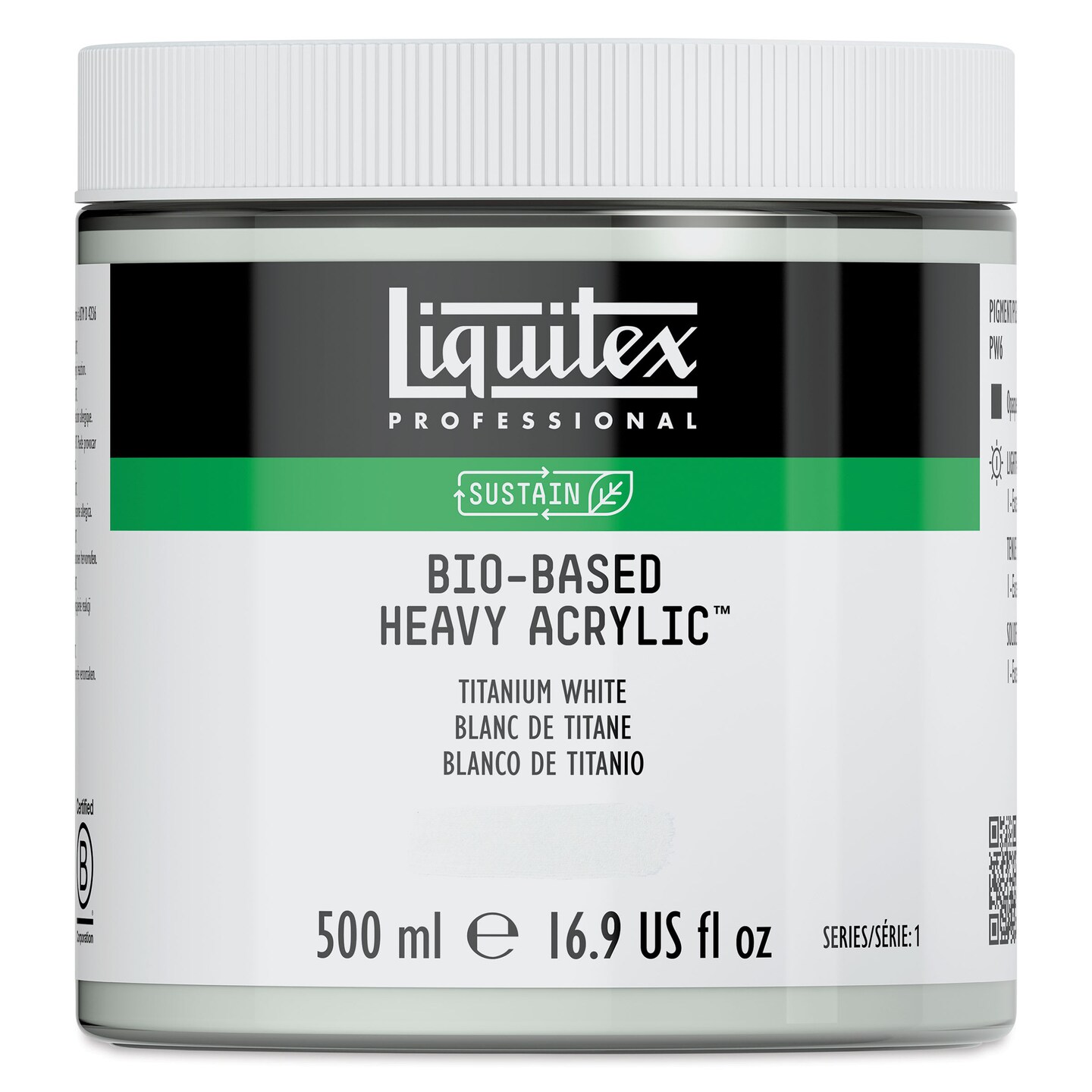 Liquitex Bio-Based Heavy Acrylic Paint - Titanium White, 500 ml