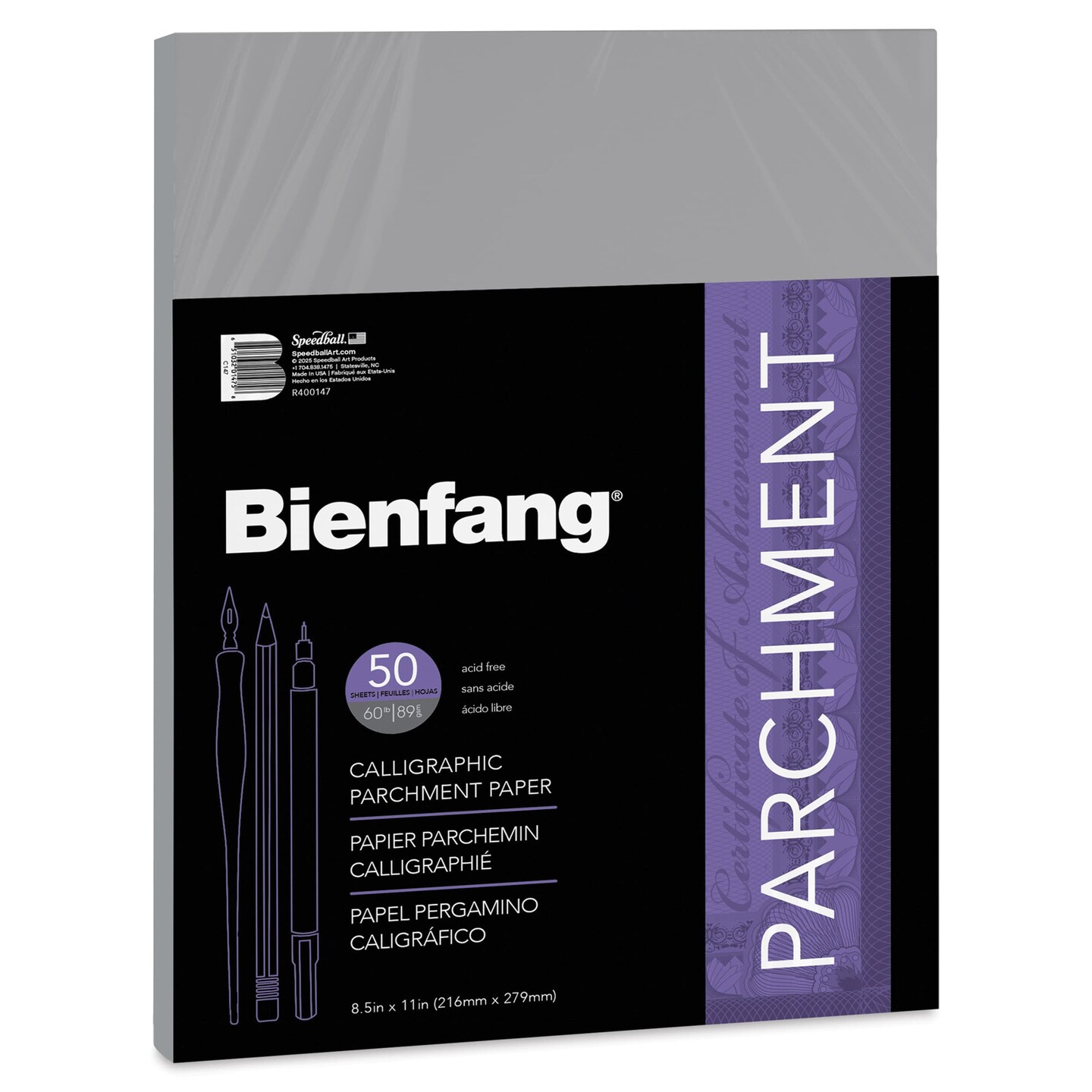 Bienfang Calligraphic Parchment Paper - 8-1/2" x 11", Gunmetal, 50 Sheets