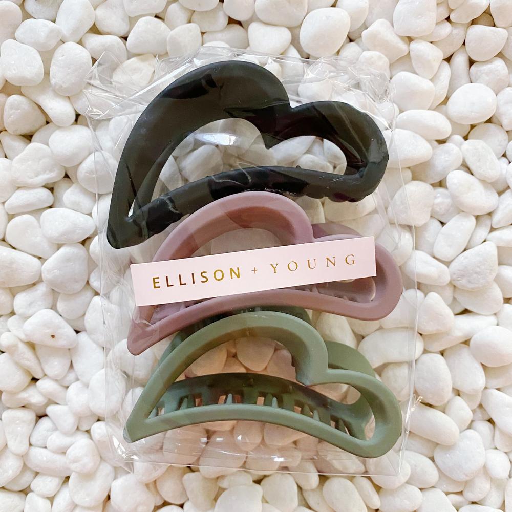 Edge Collections - Multicolor - Adorable Heart-Shaped Hair Claw - 3 Pieces