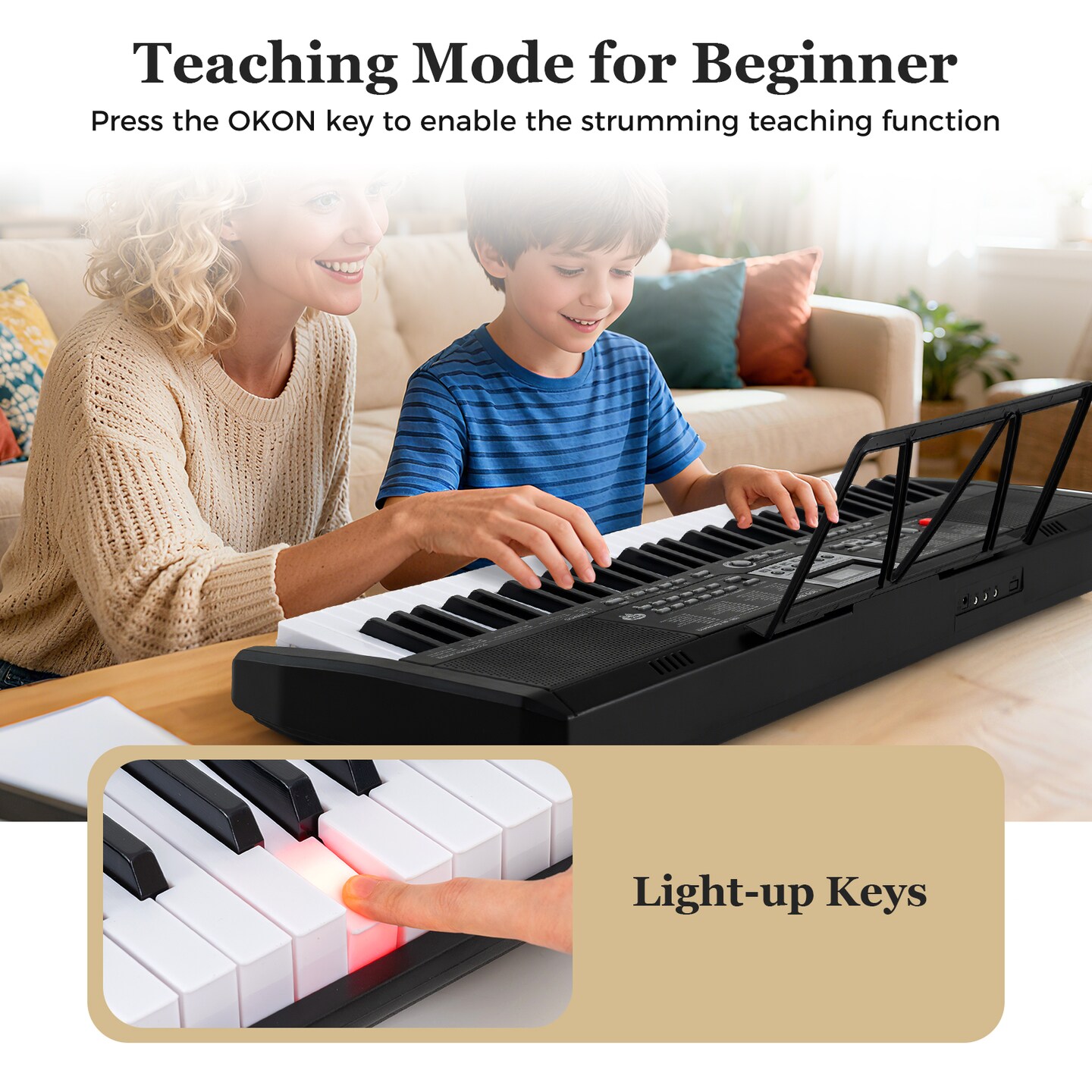 Beginner 61-Key Electric Piano Keyboard Kit with 200 Rhythms and Tones