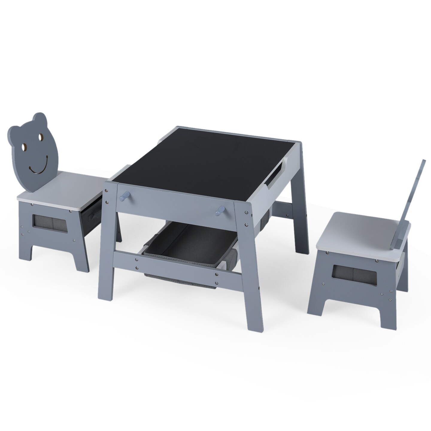 Kids 5-in-1 Art Desk Set with Table, 2 Chairs, Chalk and Whiteboard