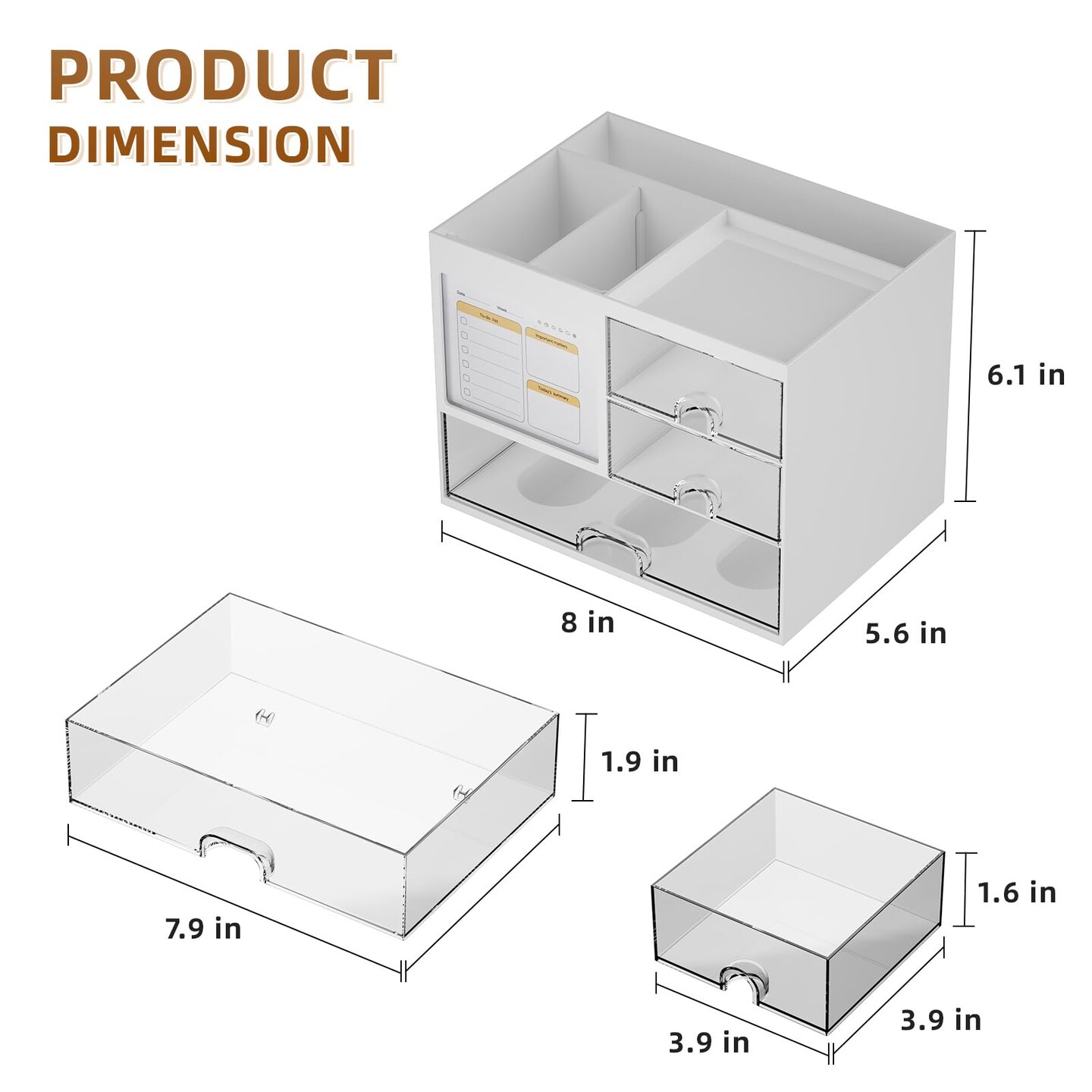 Desk Organizer with 3 Drawer, Multi-Functional Pencil Pen Holder for Desk, Desk Organizers and Accessories with 4 Compartments, Desktop Organizer Storage for Office Home Art Supplies (White)