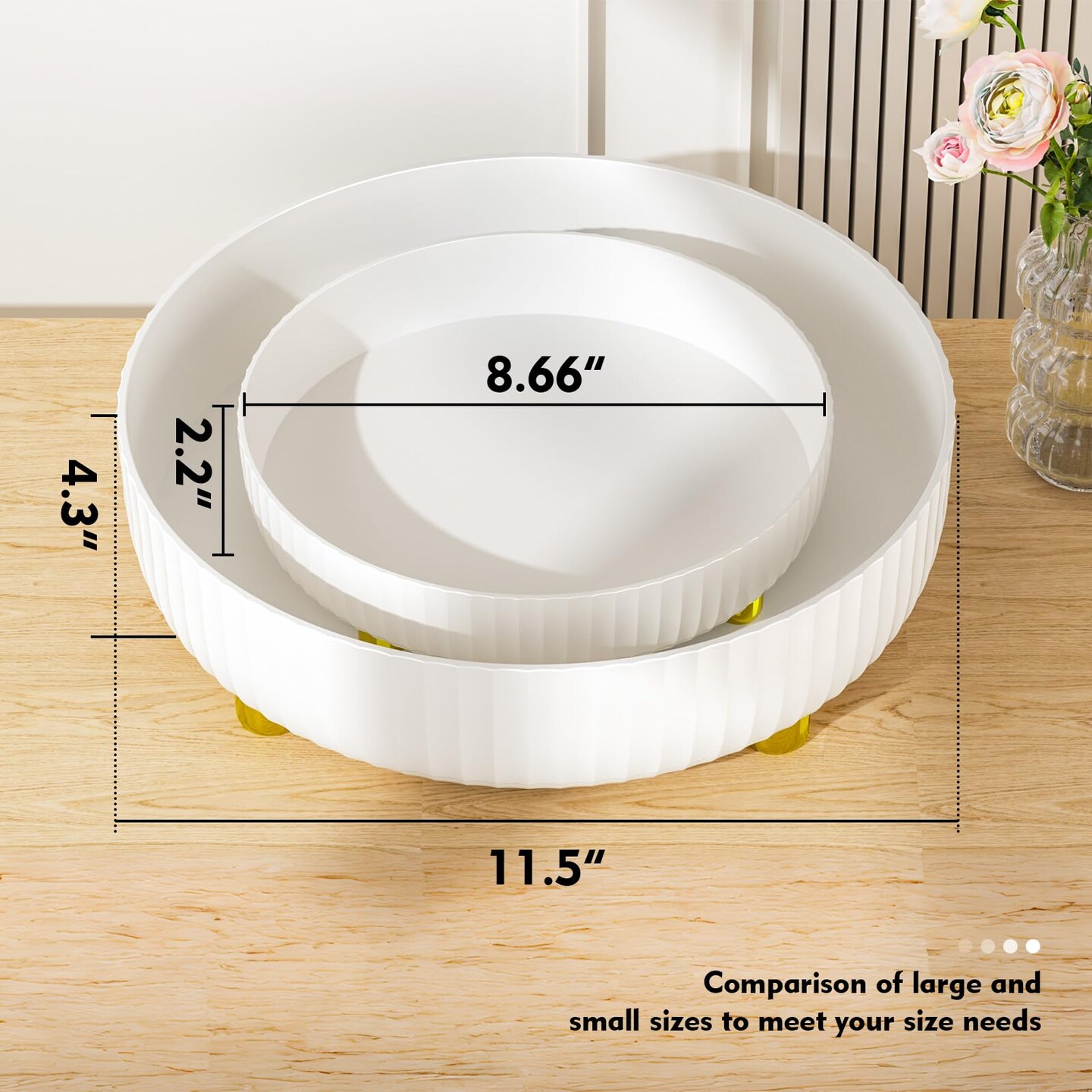 Bathroom Organizers and Storage - 360&#xB0; Rotating Storage Tray, Lazy Susan Organizer, Cosmetics and Perfume Organizer, Desktop Storage Tray for Cosmetics and Skincare Products, White
