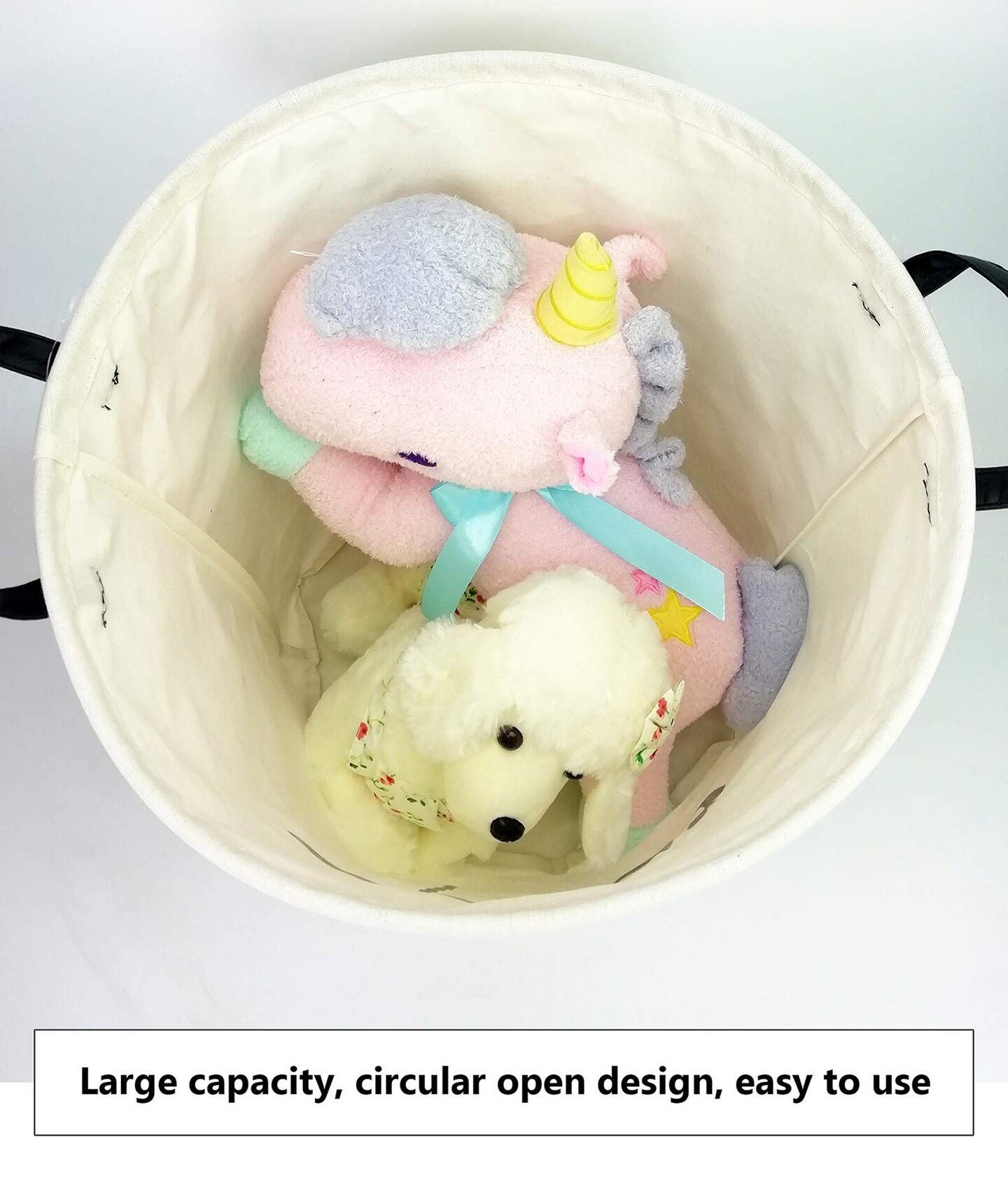 QUEENLALA Large Storage Basket,Laundry Hamper/Bathroom/Home Decor/Collapsible Round Storage Bin,Boys and Girls Hamper/Boxes/Clothing(Toys)