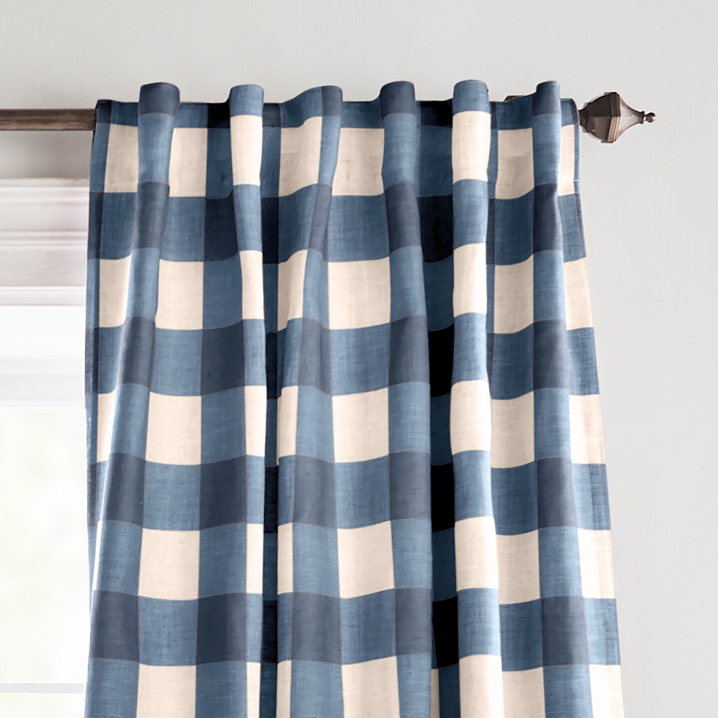 Threadmade Home Grainger Buffalo Check Blackout Window Curtain, Indigo - 52"W x 95"L