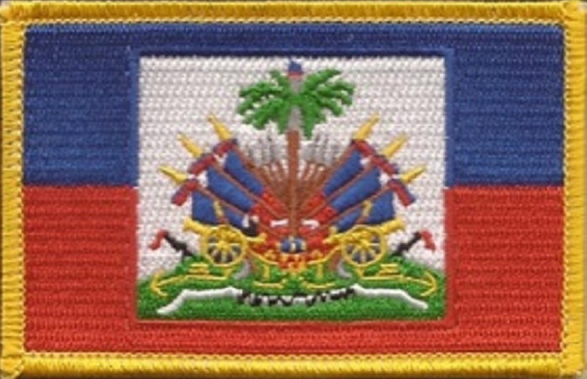Haiti Flag Patch with Hook Backing Measures 3.50 x 2.25 inches Embroidered Flag Patch Emblems with Hook Backing