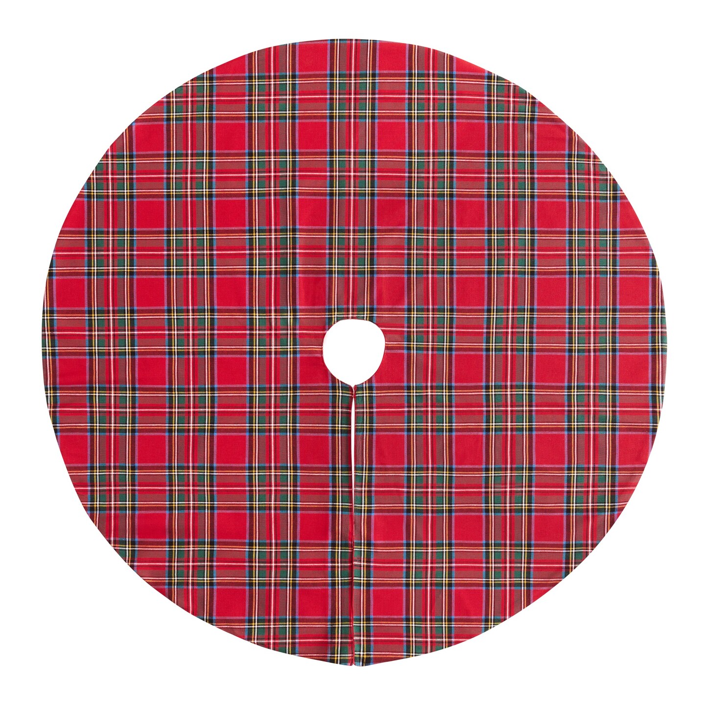 Threadmade Home Stowe Tartan Plaid Tree Skirt, Red - 48"W x 48"L