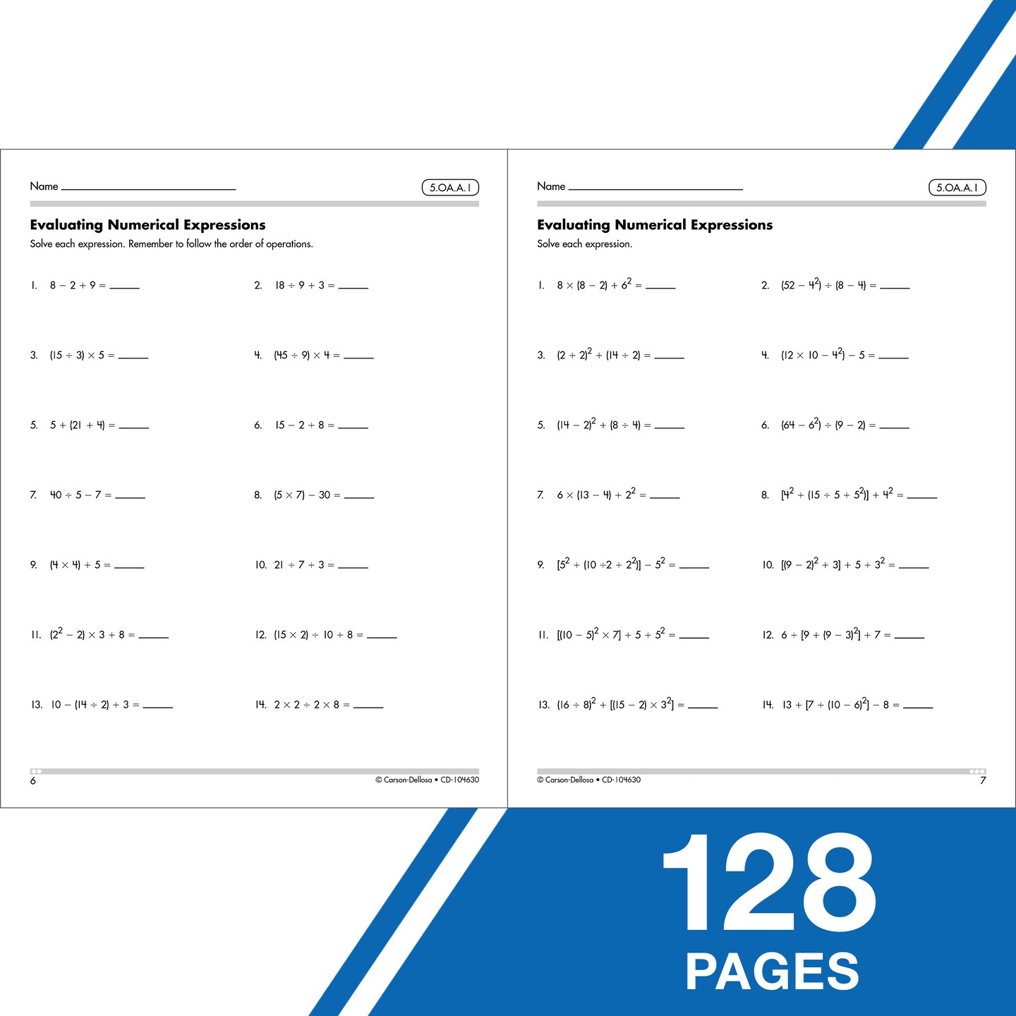 Carson Dellosa 5th Grade Math Workbook, Algebra, Word Problems, Place Value, Multiplication, Division, Fractions, Decimals, Geometry, and More, Classroom or Homeschool Curriculum