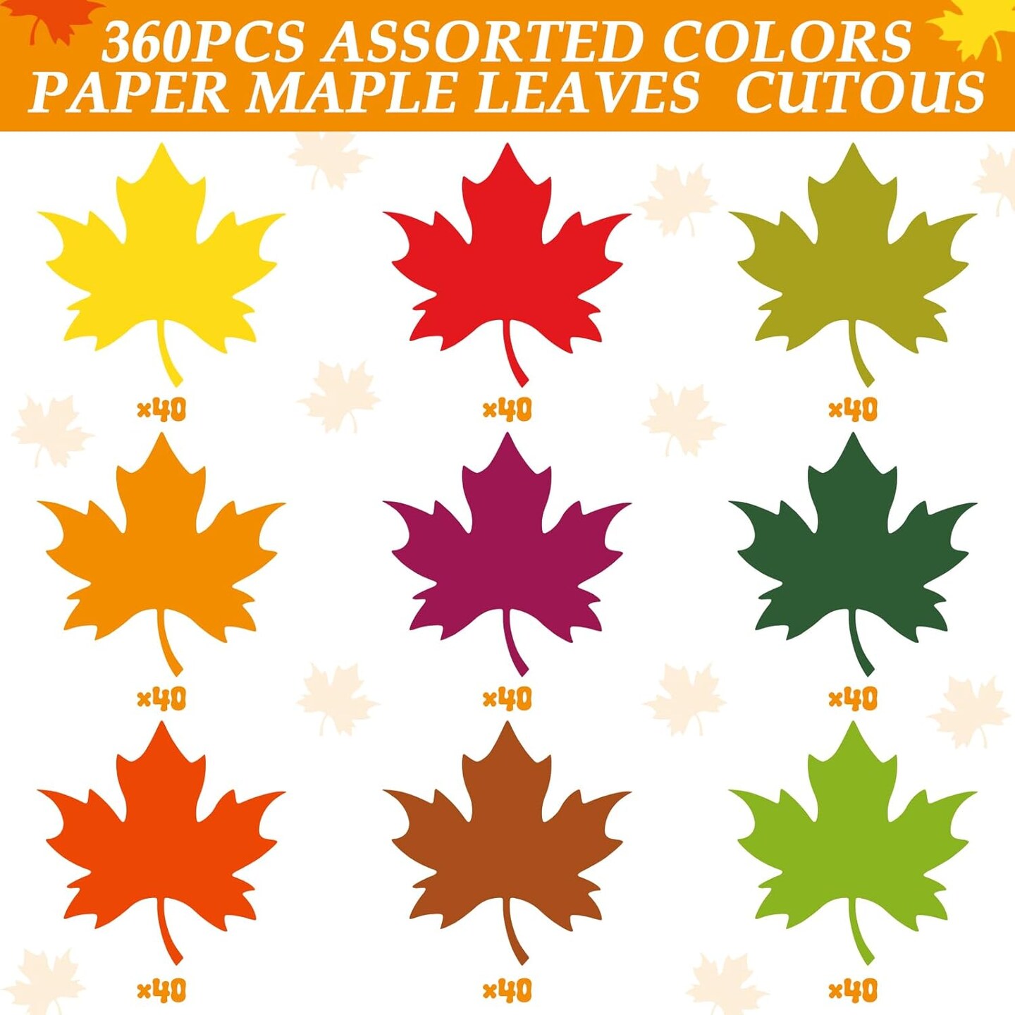 360 Pcs Fall Leaf Cutouts Paper 3.9 Inch -Vintage Maple Leaf