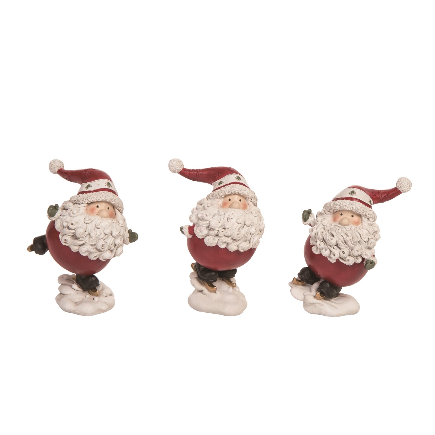 Resin Skiing Santa Figurine Set of 3 Christmas Decor, Color: Red, Count ...