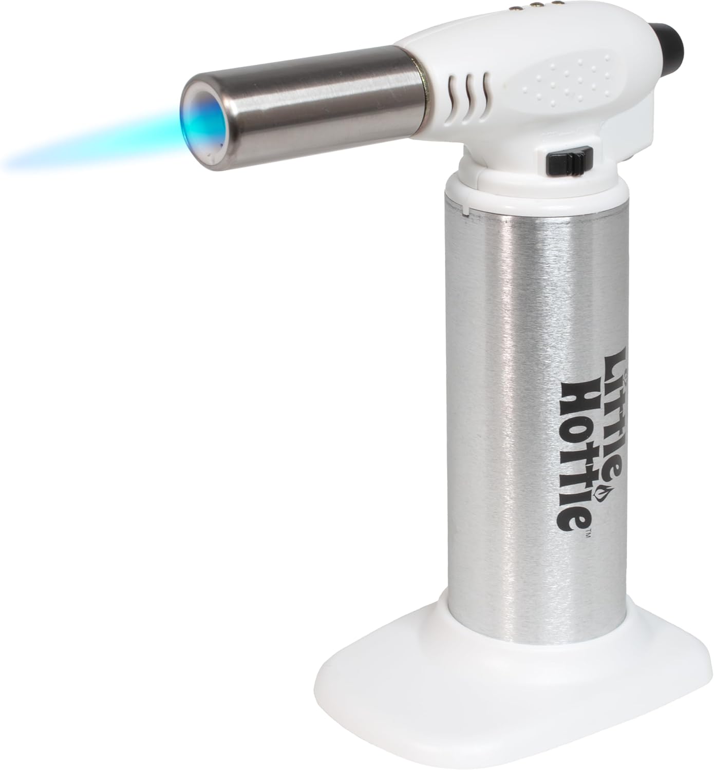Little Hottie Kitchen Butane Torch – Power Bolt Silver, 6.75" Freestanding Torch with Adjustable 2500°F Flame, Lightweight, Refillable (Butane Gas Not Included)