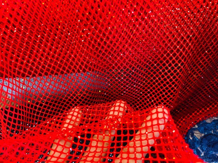 1 Yard Sparkly AB Rhinestone Fishnet Fabric Stretch Mesh for Costumes, Décor, and Apparel