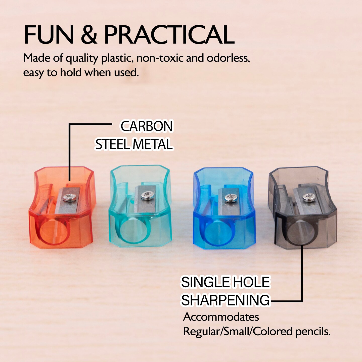 BAZIC Felix Square Transparent Pencil Sharpener (12/Pack)