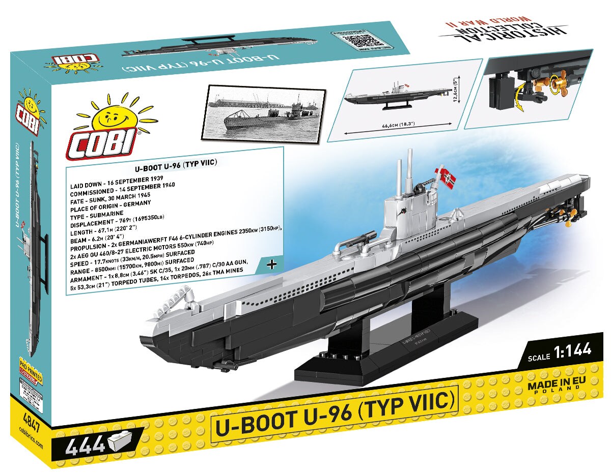 COBI Historical Collection WWII Warships U-BOOT U-96 (TYPE VIIC) Submarine