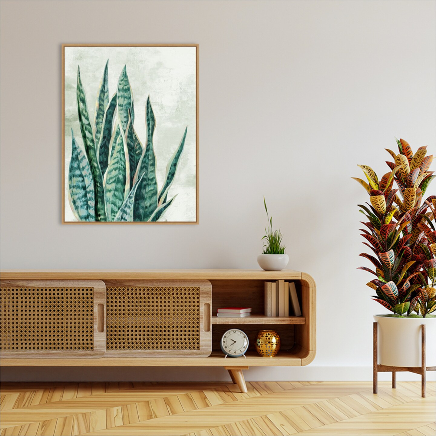 Reaching Snake Plant by PI Studio Framed Canvas Wall Art