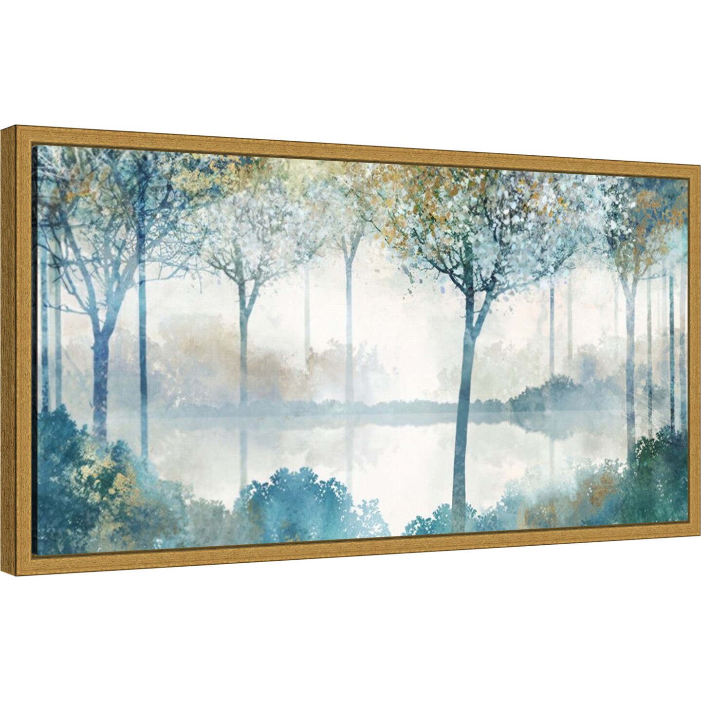 Blue Forest Lookout II by Ken Roko 27-in. W x 14-in. H. Canvas Wall Art Print Framed in Gold