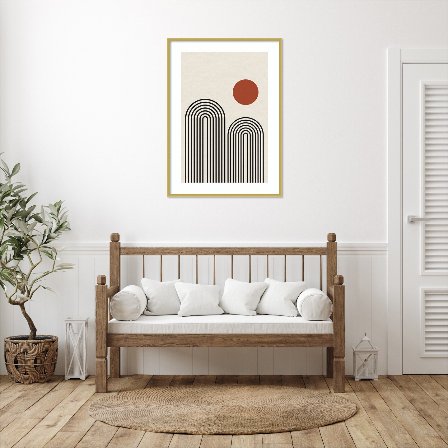 Monochrome Geometric Flower  by Gary William Wood Framed Wall Art Print