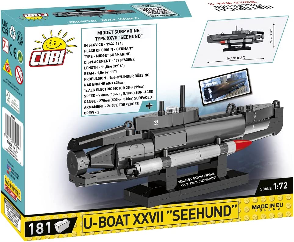 COBI Historical Collection WWII DEUTSCHES MARINEMUSEUM U-BOAT XXVII &#x22;SEEHUND&#x22; Submarine