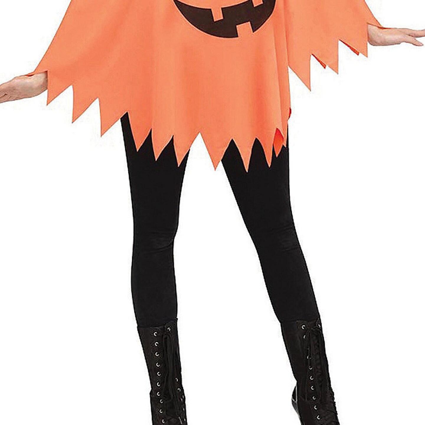 Pumpkin Poncho Costume Adult Halloween Jack O Lantern Outfit