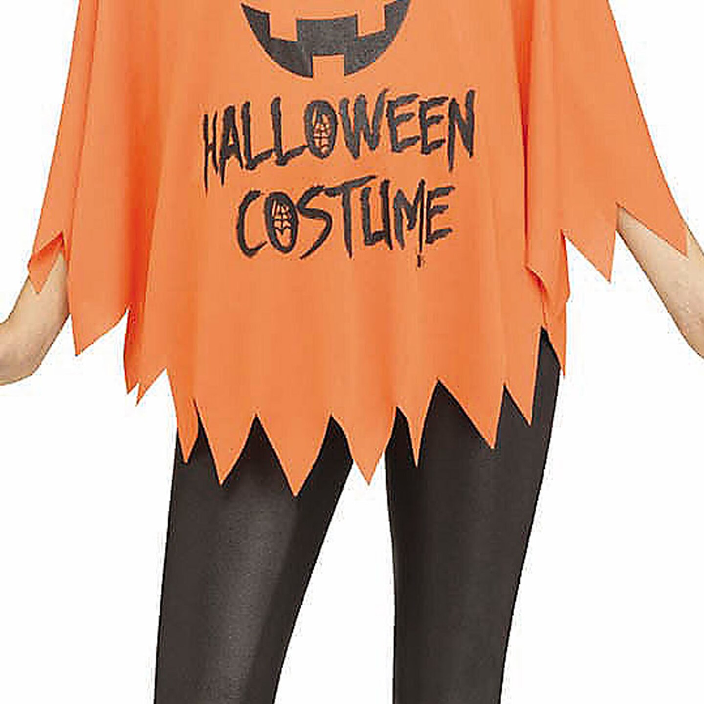Kids Black Orange Pumpkin Poncho Costume Halloween Outfit